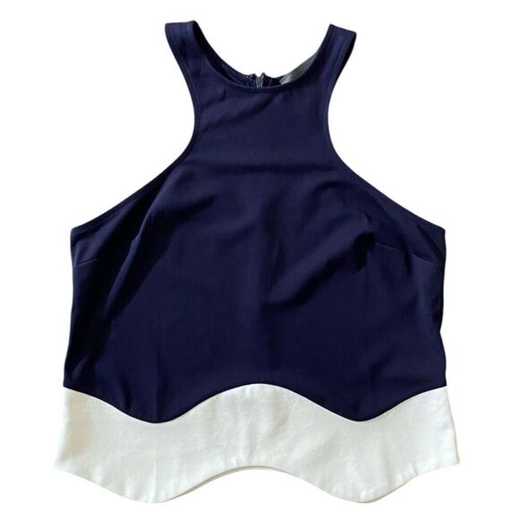 Sunday In Brooklyn Color Block Navy Scalloped Hem Tank Top NWT Size Medium - Picture 3 of 7